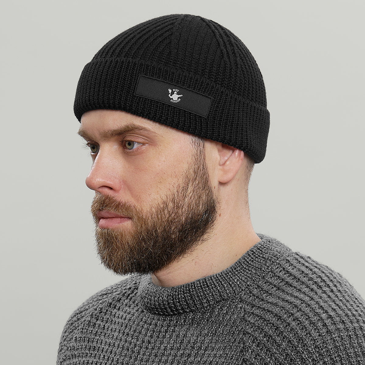 Merino Short Beanie Hat RD Logo RD-MRNSBHRDL BLACK