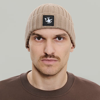 Merino Beanie Hat RD Logo RD-MRNBHRDL BEIGE