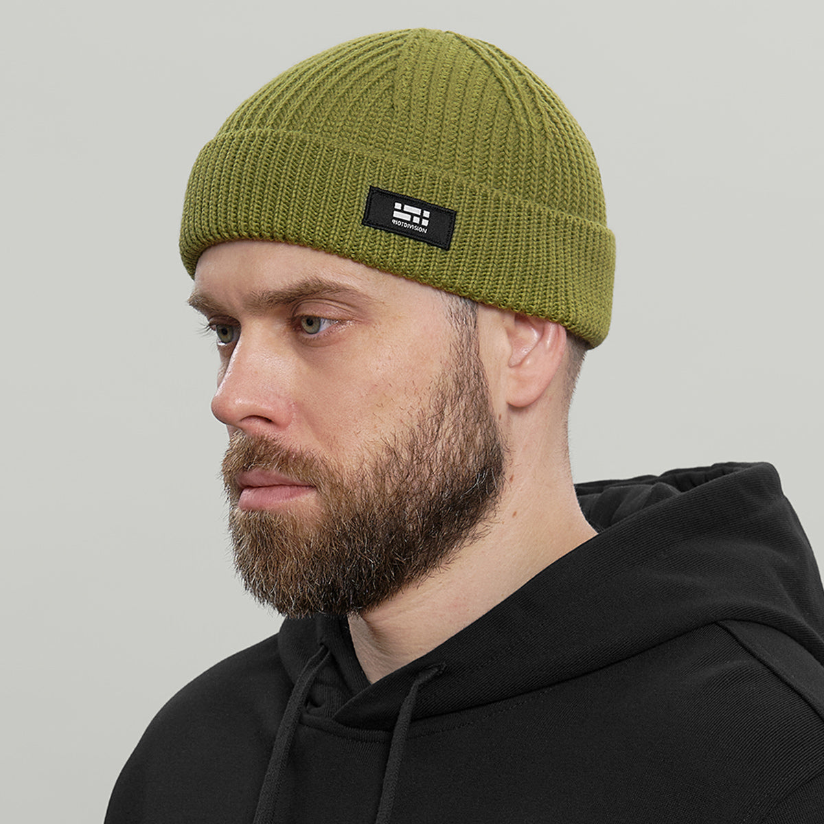 Merino Short Beanie Hat Morse Code Logo RD-MRNSBHMCL GREEN