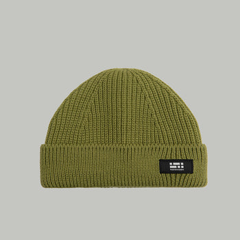 Merino Short Beanie Hat Morse Code Logo RD-MRNSBHMCL GREEN
