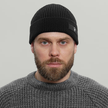 Merino Short Beanie Hat RD Logo RD-MRNSBHRDL BLACK