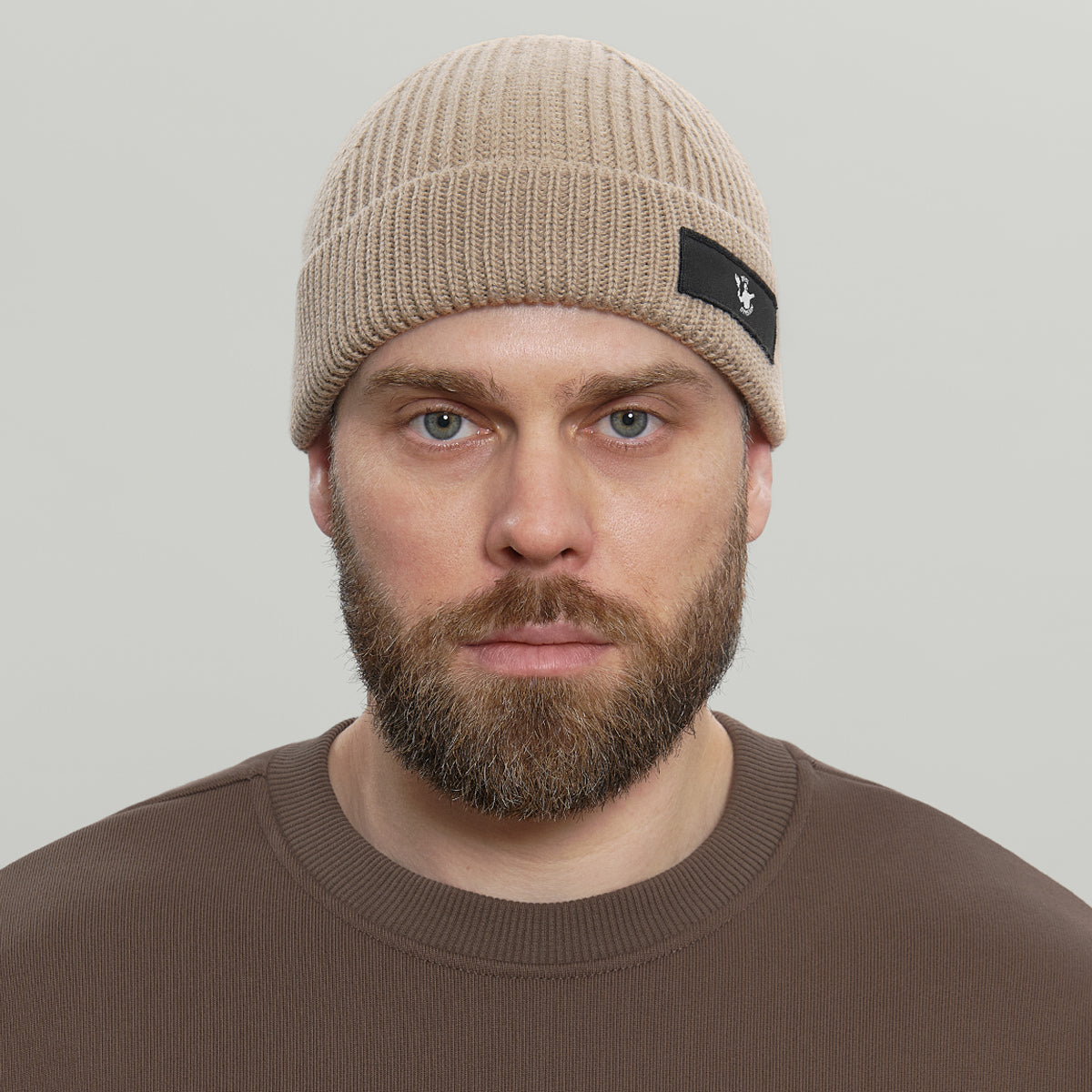 Merino Short Beanie Hat RD Logo RD-MRNSBHRDL BEIGE – RIOT DIVISION