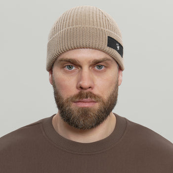 Merino Short Beanie Hat RD Logo RD-MRNSBHRDL BEIGE